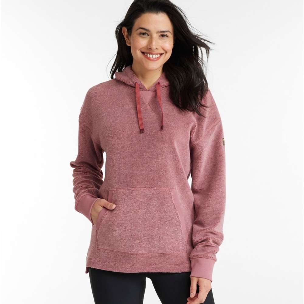 LL Bean Women's Tumbled Sherpa, Hooded Pullover - Medium - Red